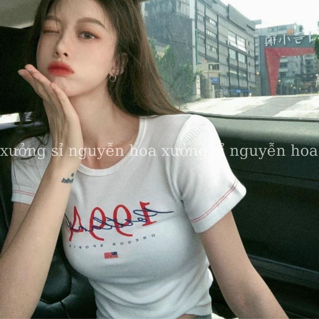 Áo croptop nữ 1994 ngắn tay ôm body màu trắng basic dễ phối đồ phong cách hàn quốc Xưởng Sỉ Nguyễn Hoa