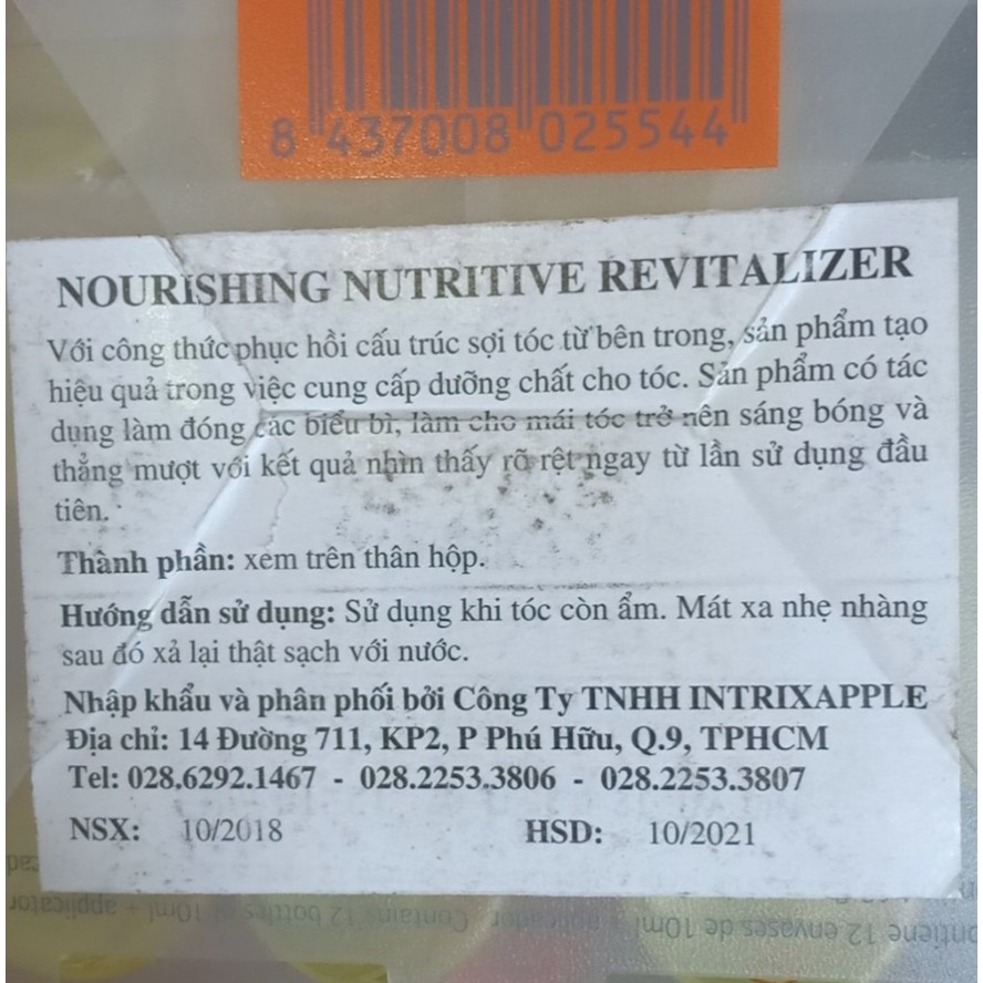 Huyết Thanh Dành Cho Tóc Khô, Hư Tổn Fanola B2 Broaer Nourishing Nutritive Revitalizer - 12 x 10ml
