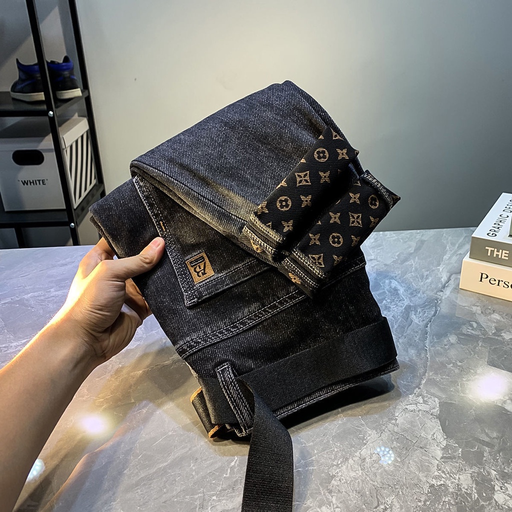 Quần Jean Dài Màu Đen/Xám Phong Cách Hàn Quốc Thời Trang Mùa Xuân 2022 Cho Nam