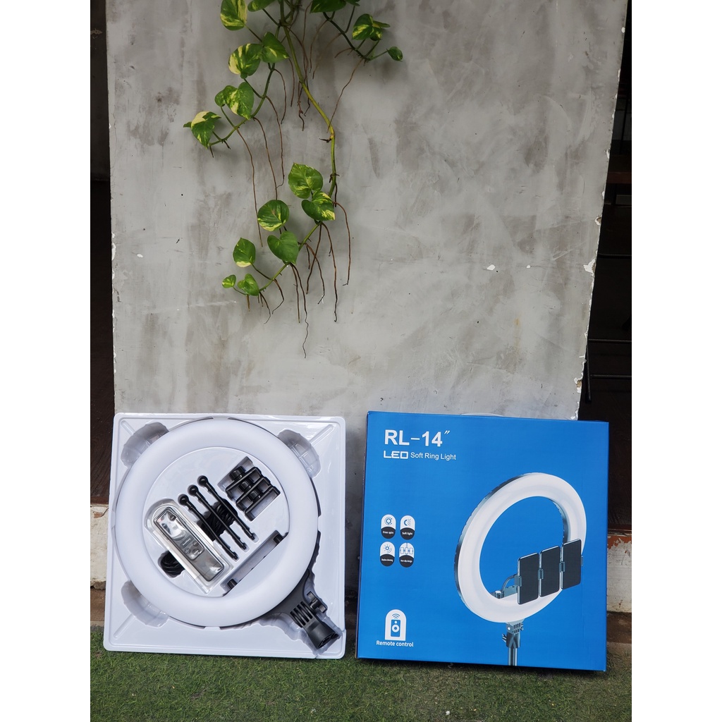 Đèn LED RL14 36cm hỗ trợ Livestream 3 điện thoại, Makeup, chụp hình studio, bán hàng online facebook tiktok đổi 3 màu