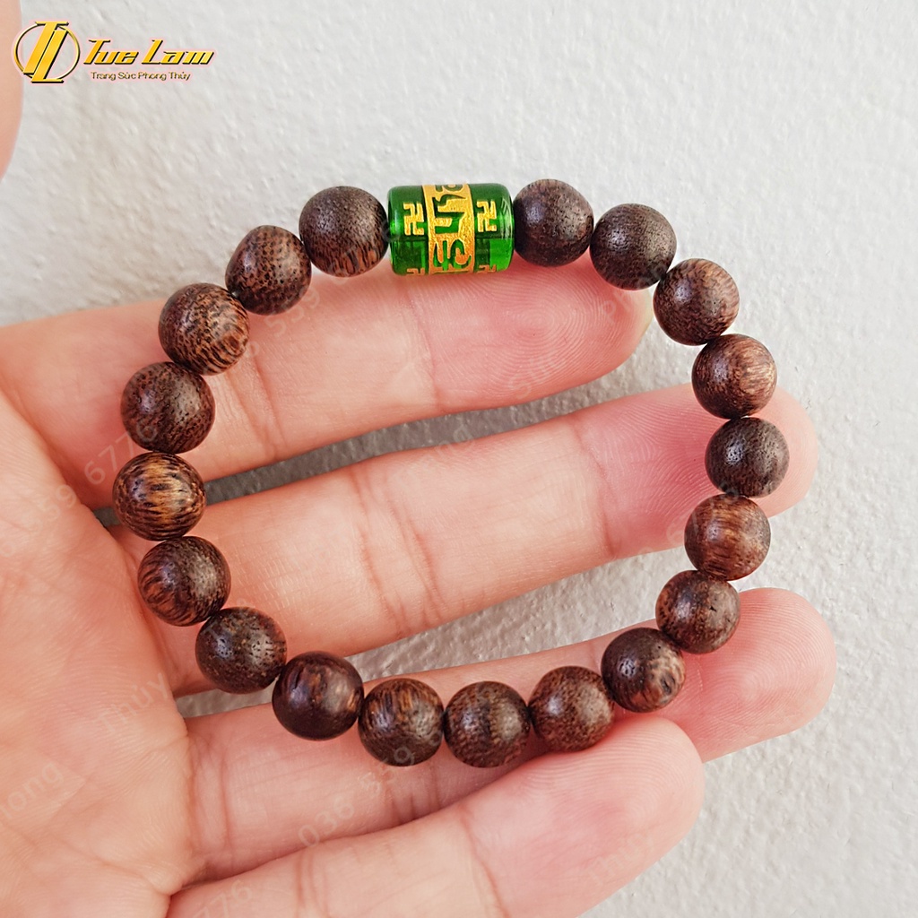 Vòng tay gỗ trầm hương tốc size 8 li thơm dịu nhẹ mix lu thống thach anh nhiều màu khắc chú bình an