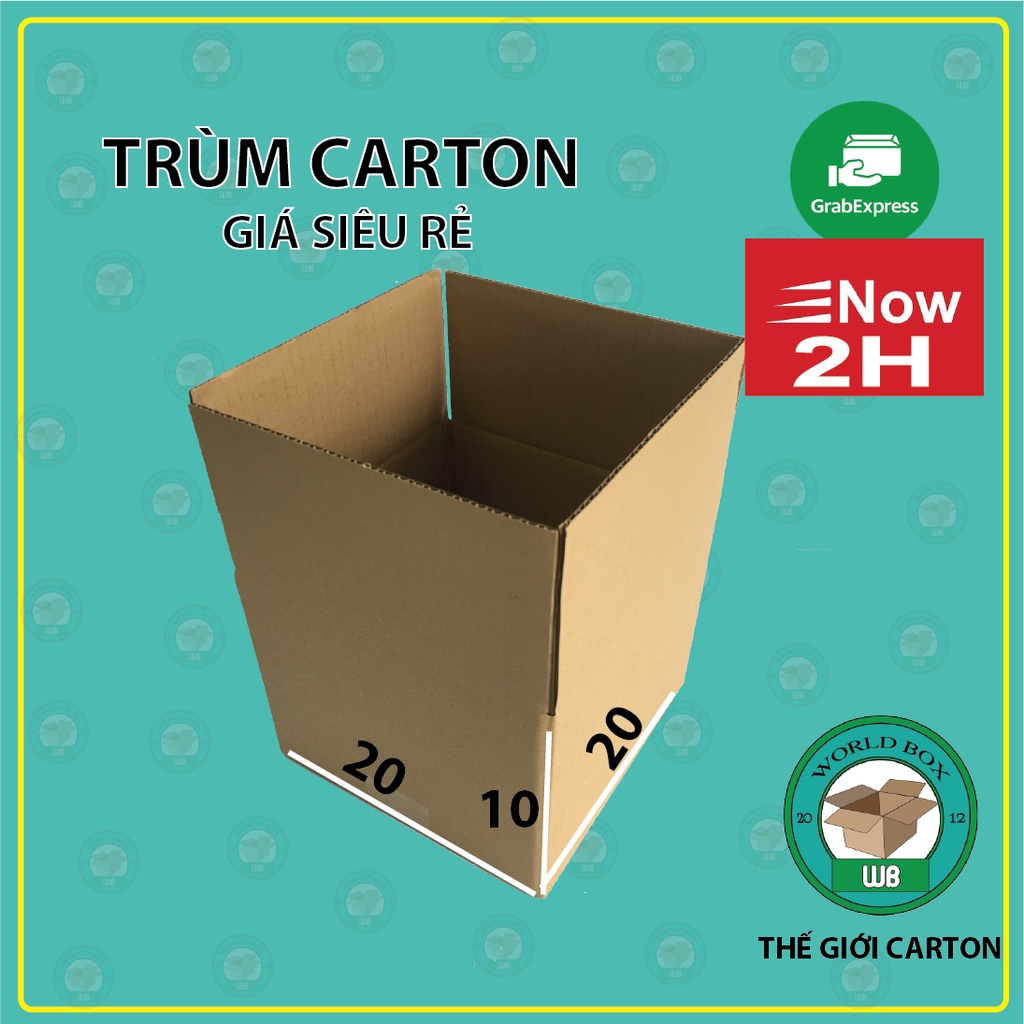 Thùng carton 20x20x10 bộ 100 trơn không in