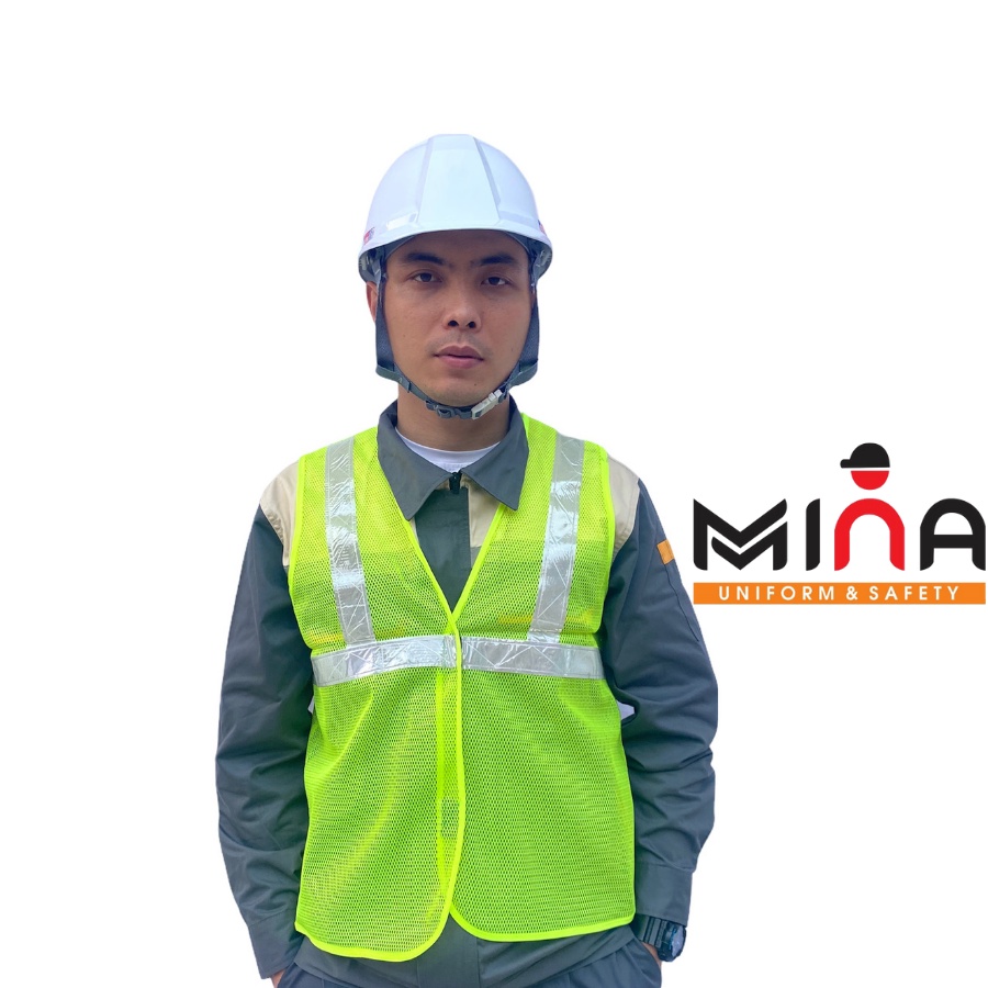 Combo 10 áo- Áo ghi lưới phản quang công trường màu vàng chanh - áo bảo hộ công trường