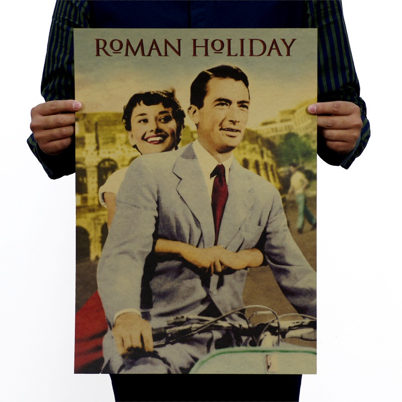 Poster Giấy Kraft Trang Trí Hình Nữ Diễn Viên Audrey Hepburn 51X35.5cm