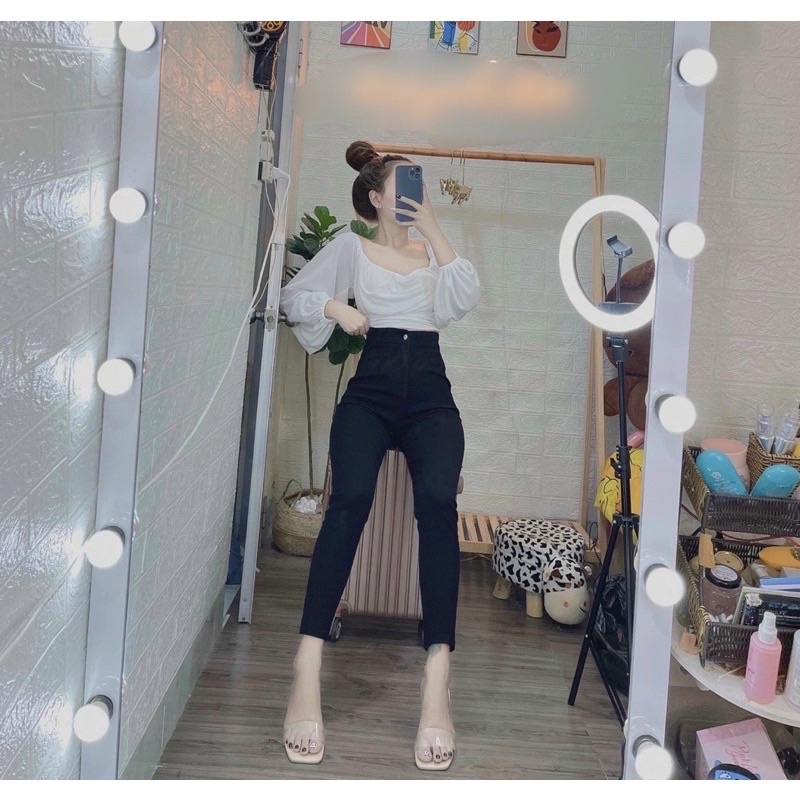 Quần Jeans nNữ , Quần bò nữ Lưng Cao Trơn Ôm Body Lưng Siêu Cao(Hàng có sẵn)