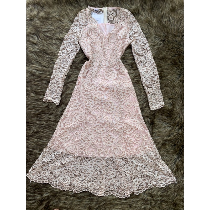 clip thật Đầm ren nude cổ V sang chảnh size SM. | BigBuy360 - bigbuy360.vn