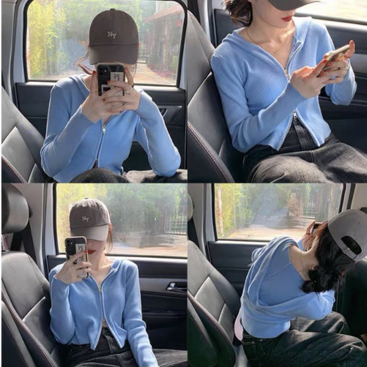 Áo len mũ khóa ngực Misumey Ulzzang style Hàng Quảng Châu