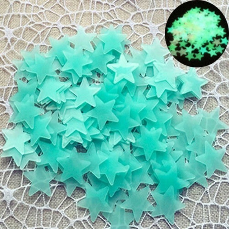Set 100 Sticker Ngôi Sao 3D Dạ Quang Dán Tường Trang Trí