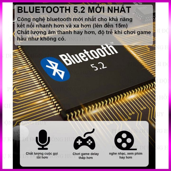 Tai nghe bluetooth S10 Pro V5.2 cao cấp, cảm ứng vân tay, Chống nước tiêu chuẩn IPX7 nghe nhạc 10h, kiêm sạc dự phòng
