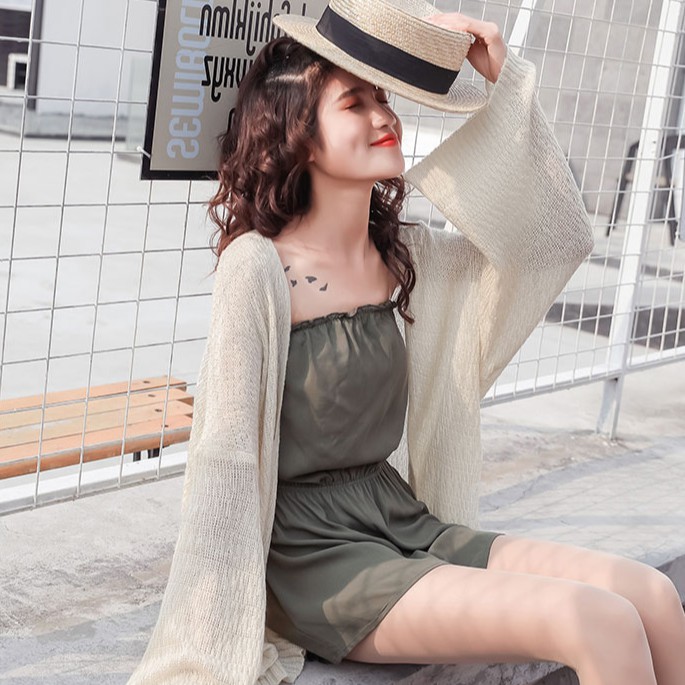 Áo khoác cardigan tay dài màu trơn thiết kế thanh lịch cho phái nữ