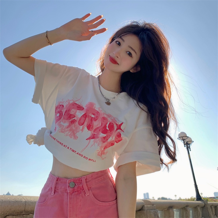NRVP Áo Thun Nữ Tay Ngắn In Hình Phong Cách Hàn Quốc Thời Trang Mùa Hè 2022