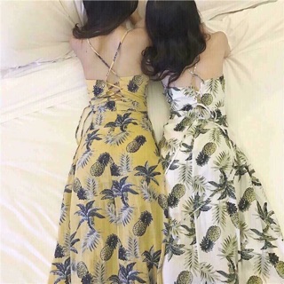 Váy maxi dứa dây đan lưng