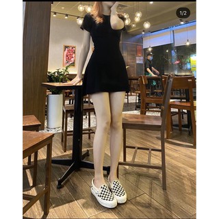ĐẦM THUN ĐEN TAY LỠ