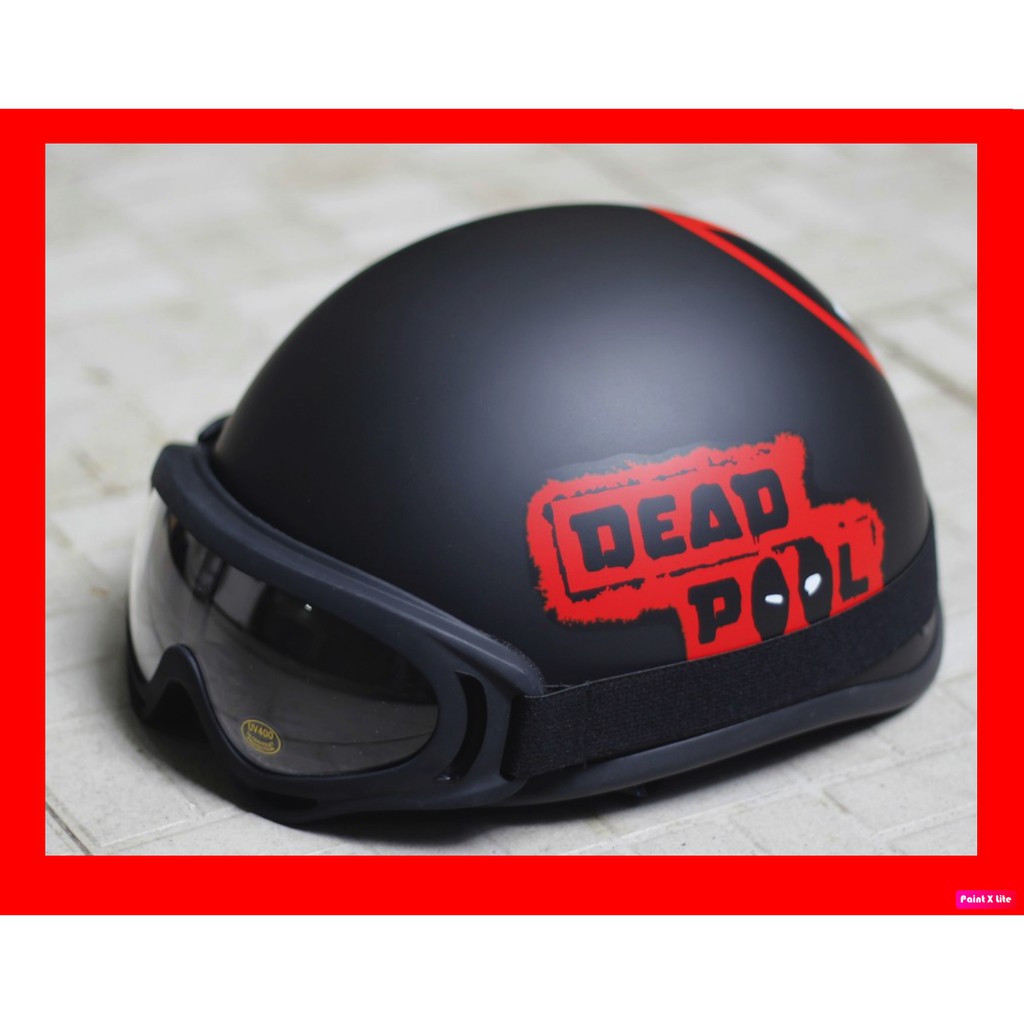 COMBO mũ ( nón ) bảo hiểm nửa đầu 1/2 Deadpool/ siêu nhân bựa + Kính uv 400 / uv400 chuyên bảo vệ đầu đi xe máy