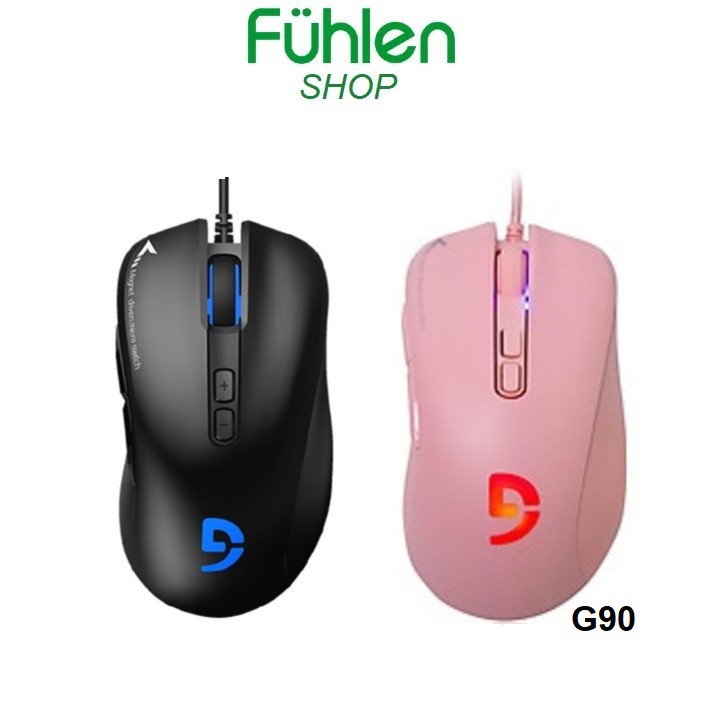 Chuột Gaming Fuhlen G90 Pink Hồng / Đen Black Led RGB (Mắt đọc Avago 3050)