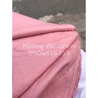 Vải linen tưng dầy màu hồng da đã wash cn !