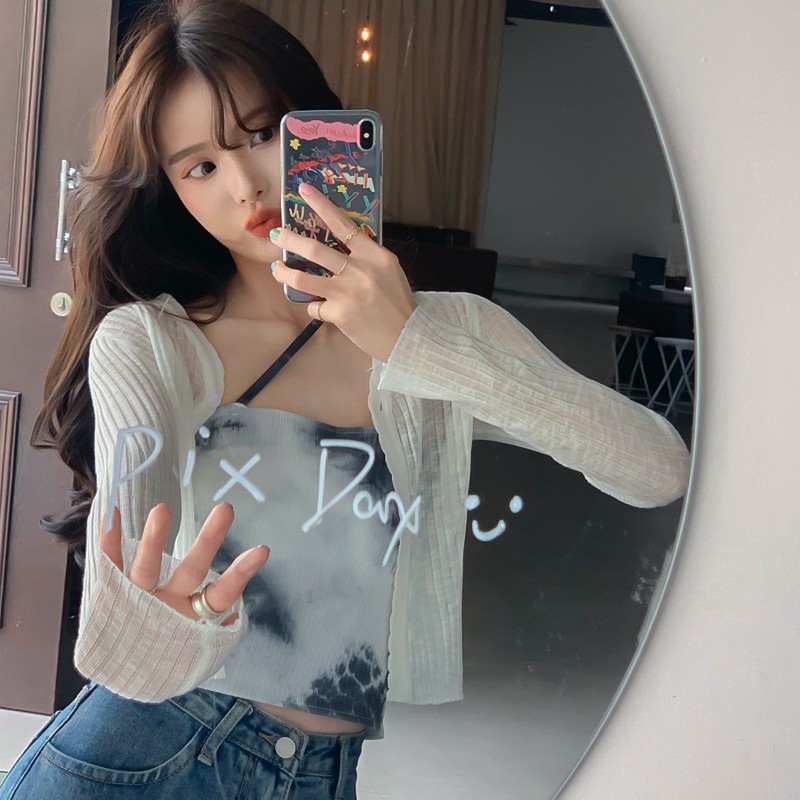 Xiaozhainv Áo Cardigan Dệt Kim Tay Dài Màu Trơn Thoải Mái Gợi Cảm Cho Nữ