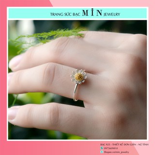 (Ảnh thật) Nhẫn bạc nữ hoa cúc Daisy (Freesize)