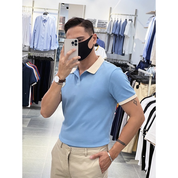 Áo polo nam TORRANO trơn, ngắn tay, form chuẩn, bo kẻ DSTP802