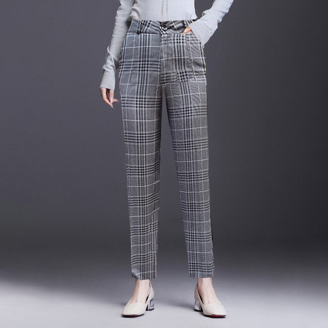 Quần tây công sở nữ kẻ caro ống đứng cực đẹp | BigBuy360 - bigbuy360.vn