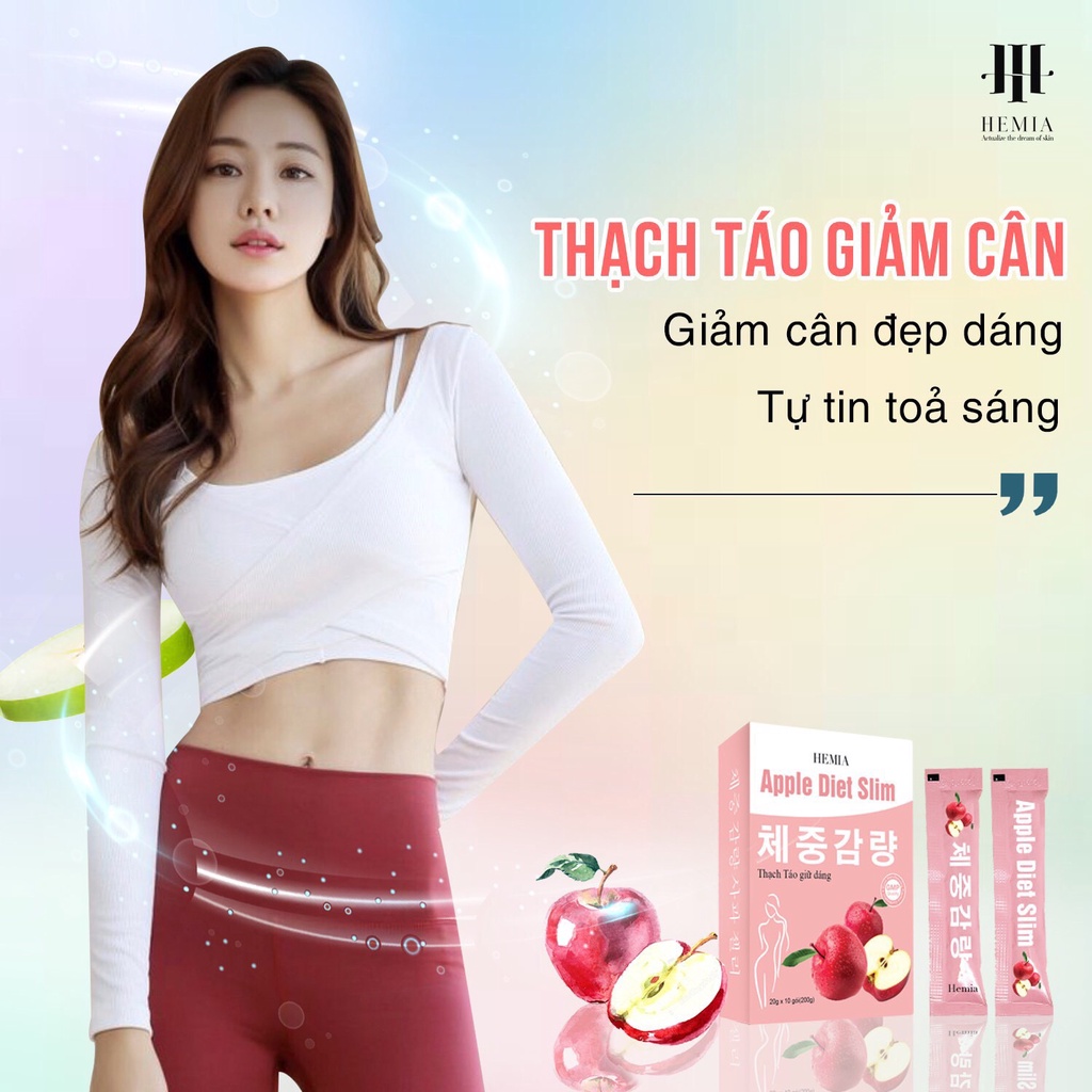 Thạch táo giảm cân Hemia giảm mỡ bụng mỡ đùi hiệu quả chiết suất từ thiên nhiên hộp 10 cái