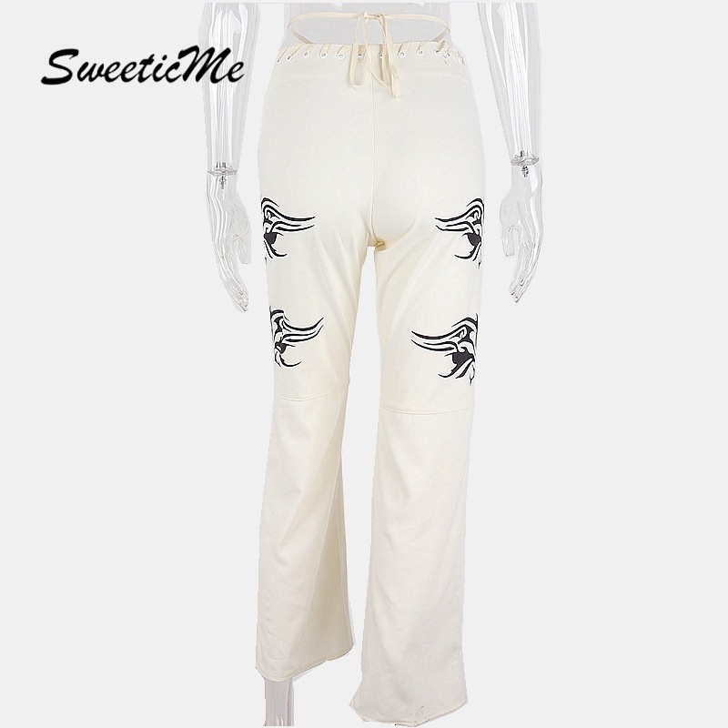 Quần Jean Lưng Cao In Họa Tiết Thời Trang Cá Tính Cho Nữ