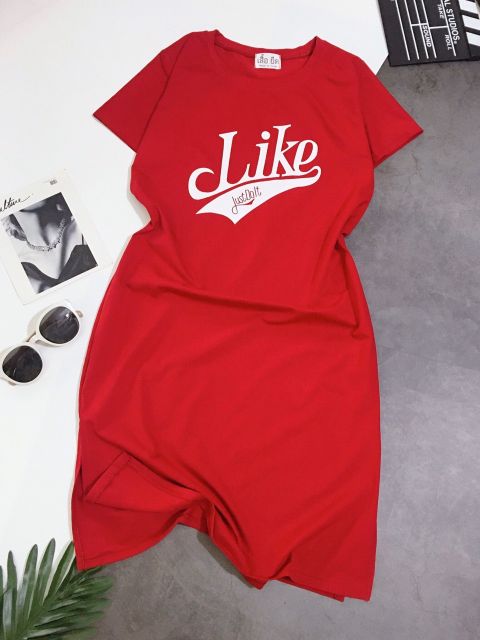 Đầm suông THUN THÁI LiKe form dài - xẻ tà (bao chất đẹp) | BigBuy360 - bigbuy360.vn