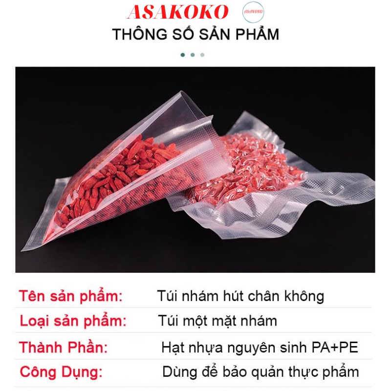 Túi hút chân không nhám 1 mặt túi đựng thực phầm hút chân không combo 50 túi đựng từ 700g>1,3kg thực phẩm một túi