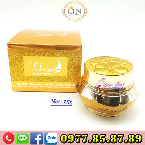 Kem Nám, Tàn nhang, Đồi mồi, Dưỡng trắng da, Giảm thâm, Se khít lỗ chân lông 9 in 1 TAKARA (25g)