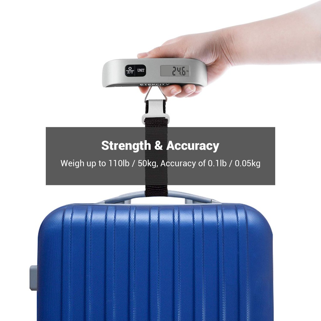 Cân hành lý kỹ thuật số cầm tay LCD treo dây đeo cân điện tử 50kg