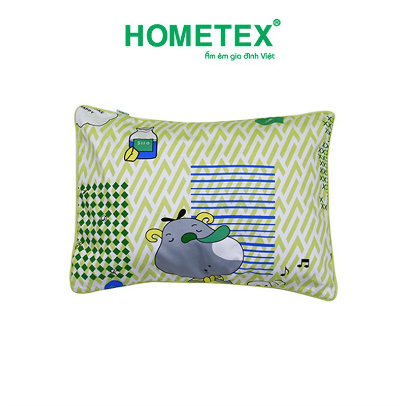 Gối nằm Hometex cho bé - viền gân cotton hoa thoáng mát ( có 2 size )