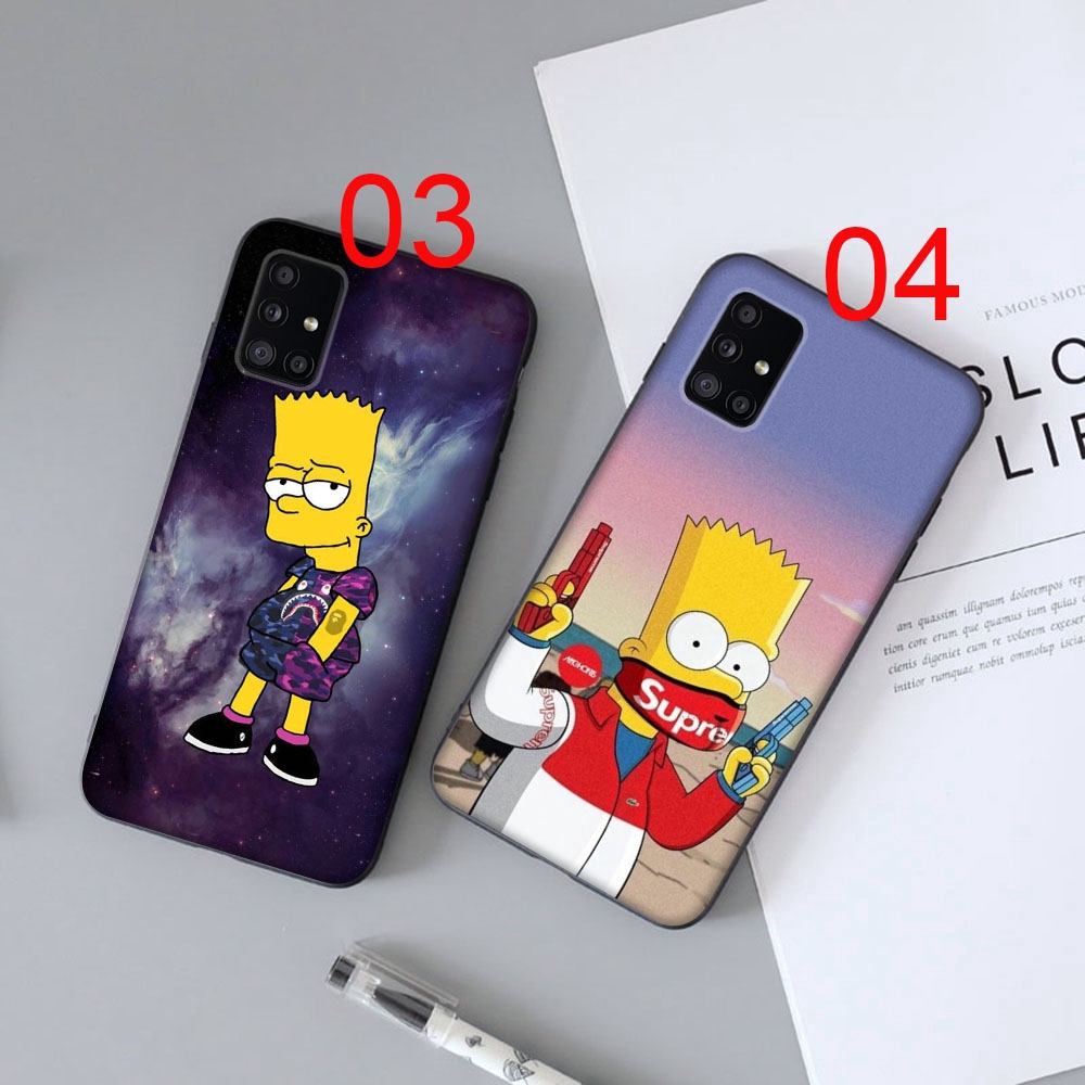 Ốp điện thoại mềm viền đen hình Bart Simpson cho Samsung Galaxy A11 A21 A41 A51 A71 A81 A91
