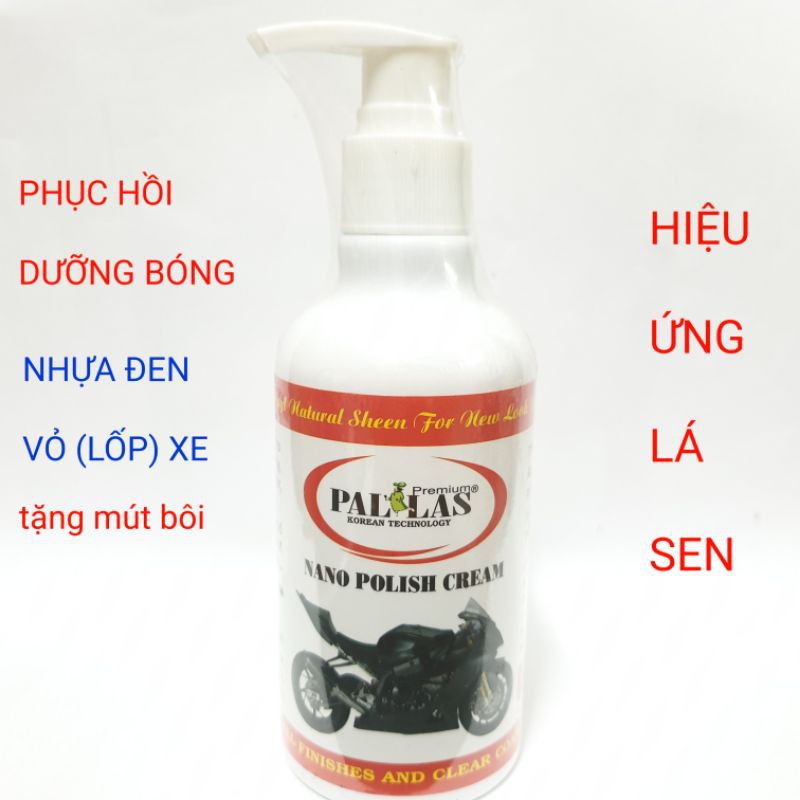 Chai phủ bóng dàn nhựa đen làm đen bóng vỏ (lốp) xe Nano pallas 250g đậm đặc phục hồi nhựa nhám bạc màu