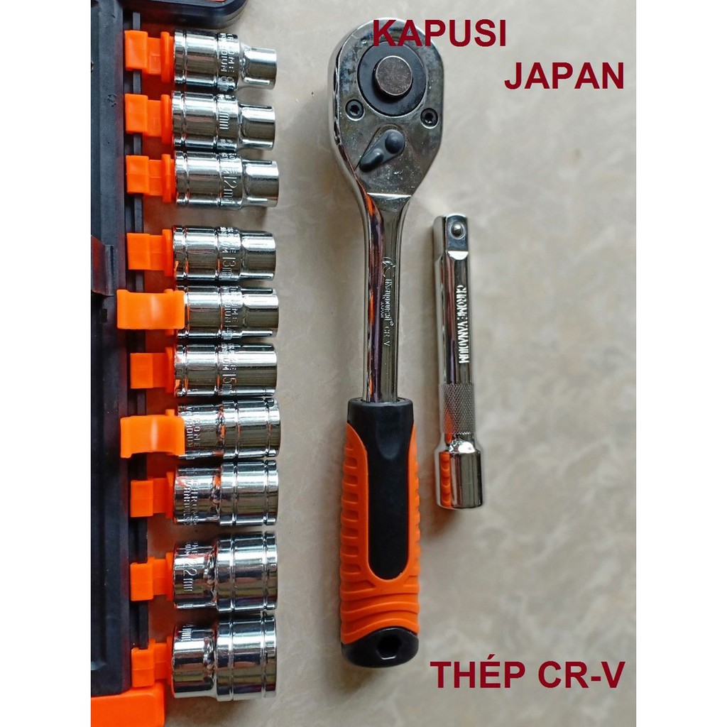 Bộ khẩu tay vặn tự động KAPUSI - JAPAN  12 chi tiết