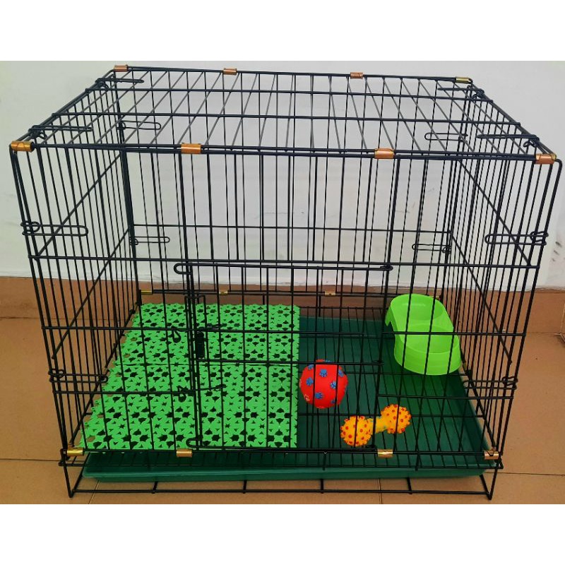 Chuồng Sắt Tĩnh Điện Size 40x60 cao 50 Dưới 10kg - Chuồng Sắt Xếp Gọn Kèm Mâm Hứng