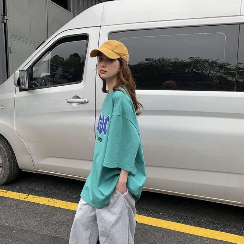 Áo Thun Tay Lỡ Unisex, , Áo Thun Form Rộng Nam Nữ, Áo Thun Chữ ACDC (Kèm Ảnh Thật)