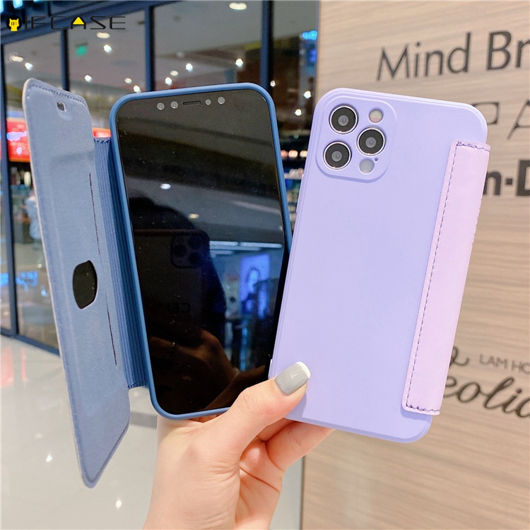 Bao da điện thoại màu kẹo mặt trơn silicon tổng hợp thích hợp cho iPhone XS Max XR X 7 8 Plus