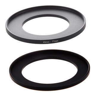 2Pcs Camera Lens Filter Step Up Ring 49mm-77mm/58-77mm Adapter Black