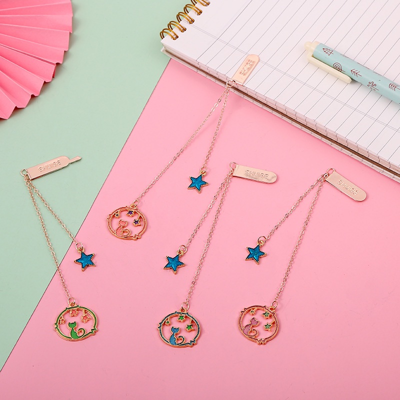 1 Thẻ Đánh Dấu Sách Bằng Hợp Kim Hình Mèo Hoạt Hình Sáng Tạo Đa Ứng Dụng Cho Học Sinh