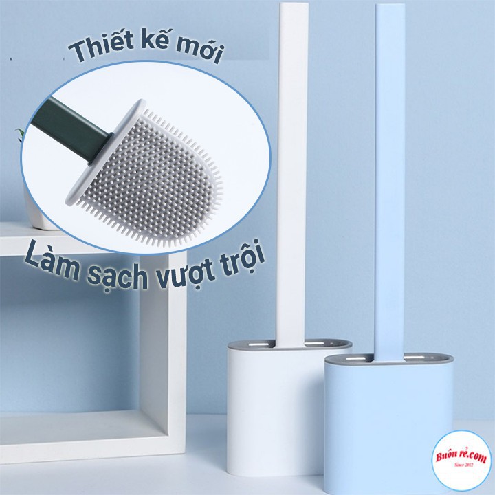 CỌ VUÔNG -Chổi cọ nhà vệ sinh, cây cọ tolet bồn cầu bằngsilicon vuông kiểu mới có giá đựng dán tường - sạch sẽ tiện dụng