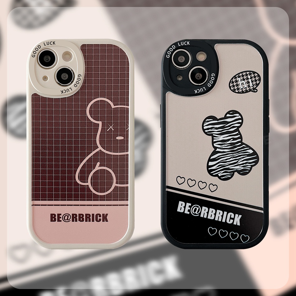 Ốp Lưng Silicone HìNh Con GấU Và Hoa Cho iPhone 11 12 13Promax 7 8 Plus X XR XS MAX SE 2020 2022 11Pro 12Pro
