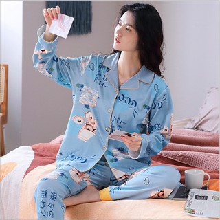 [Ảnh thật] ĐỒ BỘ PIJAMA NỮ DÀI TAY cotton 100% style Hàn Quốc  - Shop Thủy Bông-P214