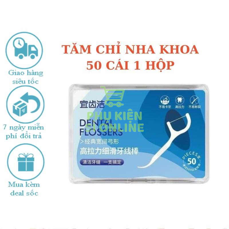 Hộp 50 chiếc tăm chỉ nha khoa sợi chỉ mảnh vệ sinh răng hoàn hảo