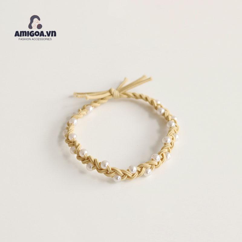 ✨✨Dây buộc tóc cao su bện ba sợi màu kẹo ngọc trai cho nữ