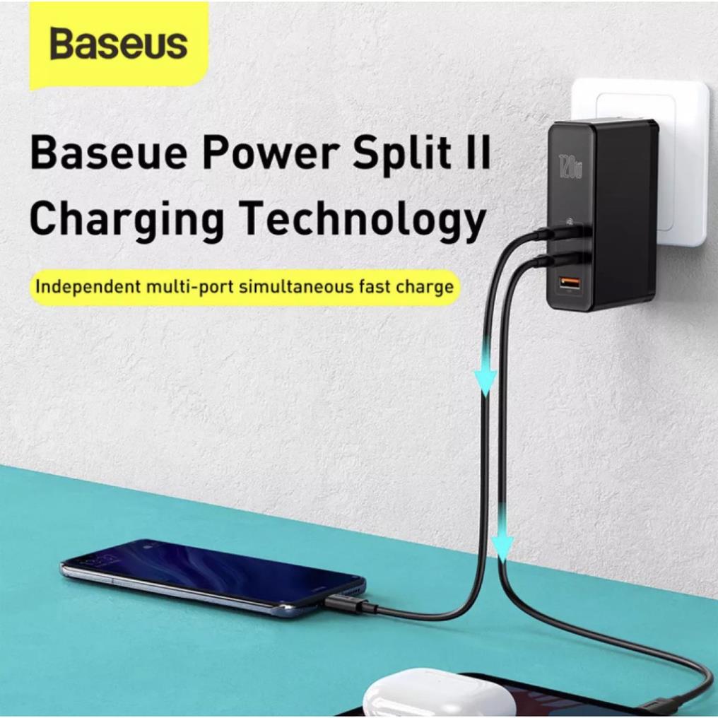 Củ sạc nhanh Baseus GaN Pro 2C1U 120W PD cho Smartphone/ Tablet/ Macbook