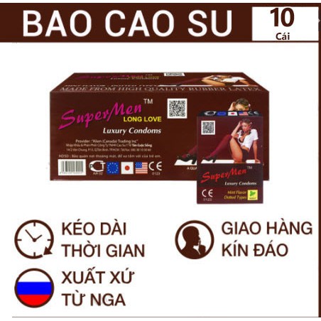 Bao cao su Super Men có gai và chống xuất tinh sớm hộp  10 cái - Mummart