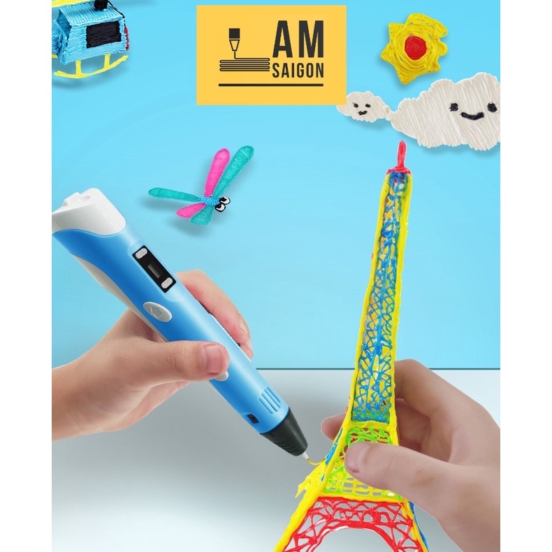 Bộ Bút Vẽ 3D sáng tạo 3DPEN-v2 loại tốt trọn bộ kèm sẵn dây màu và nguồn, bảo hành 1 tuần