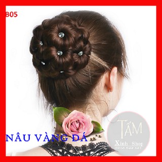 Búi tóc giả hàn quốc đẹp tuổi trung niên, búi hoa đính đá