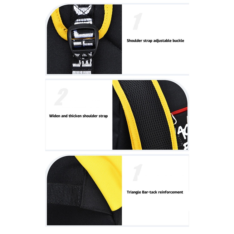Balo đi học YADOU nhẹ in hình Pikachu Luffy One Piece dễ thương bảo vệ cột sống chống thấm nước cho học sinh