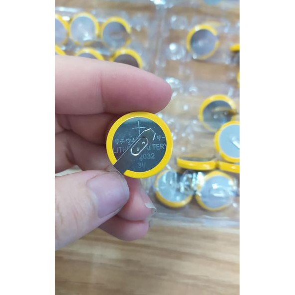 Pin nồi cơm điện CR2032 3V hai chấu thẳng  có chân hàn
